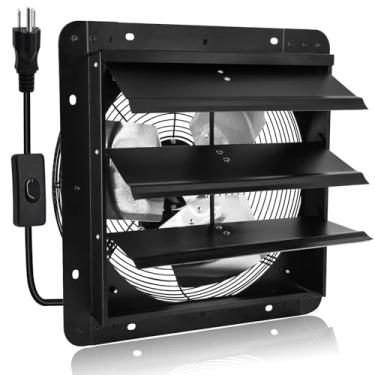 Imagem de Criditpid Exaustor de obturador de parede de 35,5 cm, exaustor de ventilação de parede preto com interruptor ON/OFF para empena, casa, galpão, garagem, porão, cozinha, ventilação do sótão, 882 CFM,