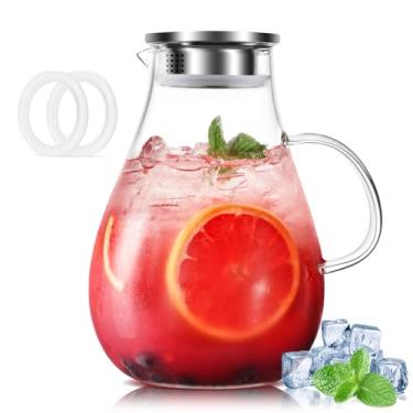 Imagem de LUNA & MANTHA Jarra de vidro com tampa, jarra de água de 2,5 l com alça para geladeira, garrafa de vidro borossilicato para bebida quente/fria, jarro grande para chá gelado, café e bebidas de suco