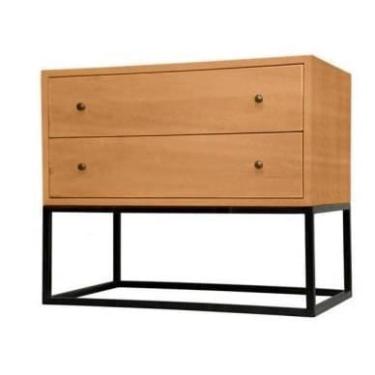 Imagem de Comoda Leon 2 Gavetas Mel Base Preta 110cm - 62448