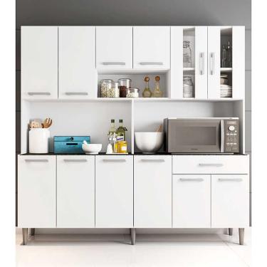Imagem de Armário de cozinha 12 portas 1 gaveta Clara Poliman Móveis - Branco