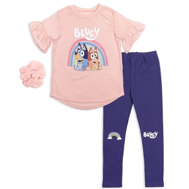 Imagem de Conjunto de roupas: camiseta infantil Bluey and Bingo para meninas, legging 3T