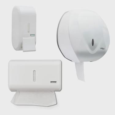 Imagem de Kit Dispenser Saboneteira Toalheiro E Porta Papel Higiênico Rolão Premisse