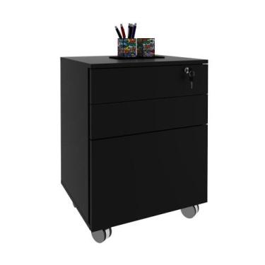 Imagem de Gaveteiro Arquivo com Chave e Rodízio ME4148 Preto - Tecno - Tecno Mob
