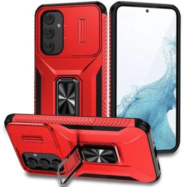 Imagem de Capa de celular Armor Shockproof para Samsung Galaxy A15 A05S A25 A35 A55 A54 A34 A14 5G Slide Push Window Proteção de lente Capa traseira, vermelha, para A34 5G