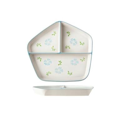 Imagem de Prato de servir de cerâmica criativa, prato de café da manhã de sobremesa compartimentado em casa - Xiao Hua