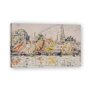 Imagem de Barcos Pescadores Impressão de Arte de Parede Pôster Pontilhismo Pintura Romântica Tela Decoração de Parede Famosa Reprodução de Pintura 95 x 60 cm