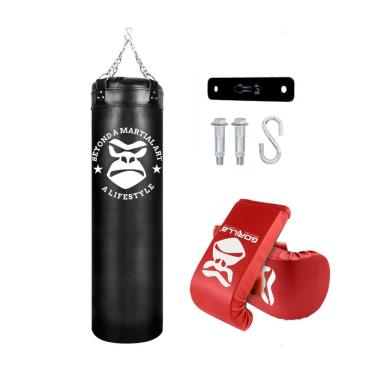 Imagem de Kit Boxe - Saco de Pancada 120cm + Luvas de Muaythai + Suporte de Teto Chumbador Parabolt - Gorilla