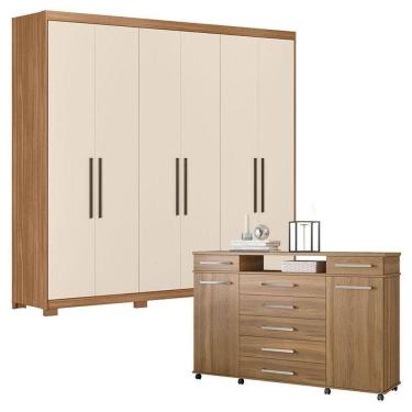 Imagem de Cômoda London E Guarda Roupa Casal Venice 62780pe Amendola Touch Off White Com Pés - Demóbile