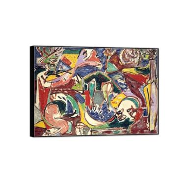 Imagem de MUHJDYC Jackson Pollock Pintura abstrata arte de parede famosa imagem em tela - chave-impressões de arte moderna - pôster moldura preta para decoração de sala de estar 20 x 30 cm - 8 x 12 pol