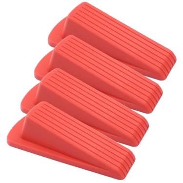 Imagem de Auvotuis 4 batentes de porta, cunha de borracha resistente para carpete, azulejo, pisos de madeira e concreto, protetores de lacuna empilháveis antiderrapantes com proteção de segurança (vermelho)