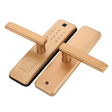 Imagem de Lock de Porta Inteligente Avançada Com Impressão Digital Biométrica, Senha, Cartão IC e Acesso à Chave de Emergência, Alça Ajustável para Segurança Em Casa, Hotel e Apartamento