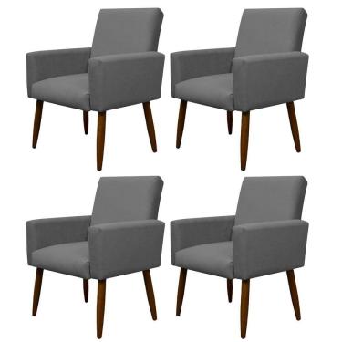 Imagem de Kit 4 Poltronas Decorativa Sala E Quarto Nina Suede Herrero Cor:cinza