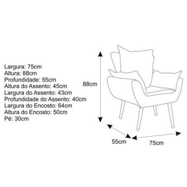 Imagem de Poltrona Decorativa Fenzzi Pés Palito Tabaco Sala de Espera Recepção S
