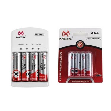Imagem de Carregador Mox 8 Pilhas Recarregável Aa/Aaa 2600mha 1000mha