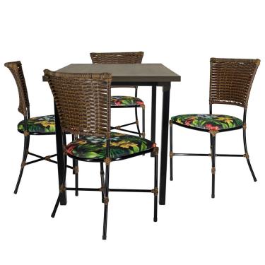 Imagem de Mesa De Quatro Cadeira Gramado Argila Jogo De Jardim