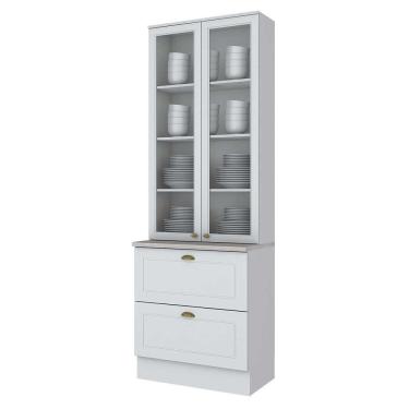 Imagem de Cristaleira Americana 2 Portas Com Vidro 2 Gavetas C357 Henn Branco