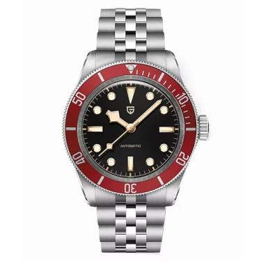 Imagem de RollsTimi Pagani Design PD1812 Relógio masculino automático NH35, movimento 42 mm, aço inoxidável, estilo BB58, mergulhador, 100 m, à prova d'água, com mostrador luminoso., PD-1812-Red-v1