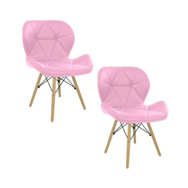 Imagem de Cadeira Estofada Eiffel Slim Wood Pés de Madeira (2, Rosa, 2)