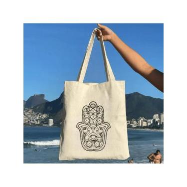 Imagem de Kit C/5 un Atacado EcoBag 100% algodão Estampa Hamsa - CARIOCA MAIS