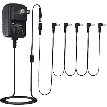 Imagem de LotFancy Fonte De Alimentação Para Pedal Guitarra, Adaptador Ca/Cc 9 V E 1 A Com Cabo Conexão Em Cadeia 5 Vias, Pedais Eletrônicos Boss Dunlop Ditto Tc, Certificado Pela Ul, Centro Negativo, Comprim