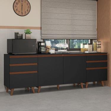 Imagem de Kit Com Três Balcões De Cozinha 2 Portas 6 Gavetas Madesa