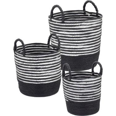 Imagem de Sawalli Cesta Fibra Preto 3Pç