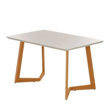 Imagem de Mesa de Jantar Fineza Tampo 180x90cm com Vidro Pés Madeira Maciça JCM