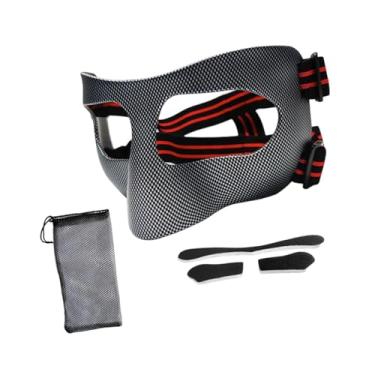 Imagem de menolana Protetor nasal para nariz quebrado, protetor facial ajustável esportivo para adultos, facial esportivo para treino, Faixa de Cabeça Vermelha E Preta