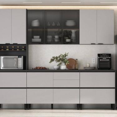 Imagem de Cozinha Completa Modulada 5 Peças 100% Mdf Lumina Itatiaia Grafite/Cinza