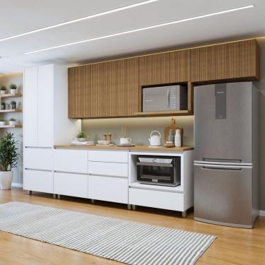 Imagem de Cozinha Completa Modulada 6 Peças 8 Portas 6 Gavetas Norten Branco/Marrom