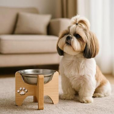 Imagem de Comedouro Bebedouro Popular Gato e Cachorro Elevado Pet Mdf - Mestre P