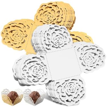 Imagem de DOITOOL 100 peças de envoltórios de trufas de chocolate, flores, mini cupcake, papel de embalagem de chocolate para muffins, cupcakes, aniversário, decoração de casamento