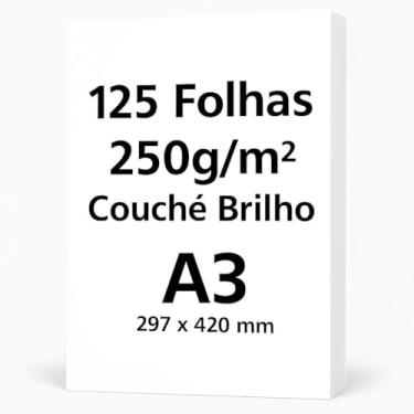 Imagem de Papel Couché A3 250 g/m² Branco – Bloco Escolar para Desenho e Impressão, 125 Folhas (297x420mm) Qualidade Premium