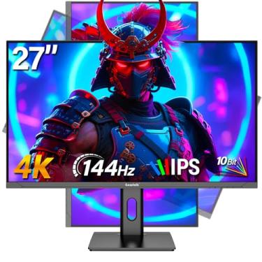 Imagem de Gawfolk Monitor de jogos de 27 polegadas 4K IPS, UHD 3840 x 2160p 144Hz monitores de computador PC tela IPS para casa e escritório, HDMI, DisplayPort, compatível com montagem na parede