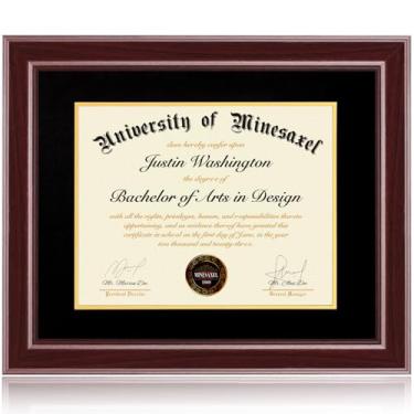 Imagem de Minesaxel Molduras para diploma de 40 x 50 cm, 33 x 43 cm com tapete preto, serve para documento de certificado de graduação, moldura vermelha cereja 50 x 40 cm com painel de vidro temperado para