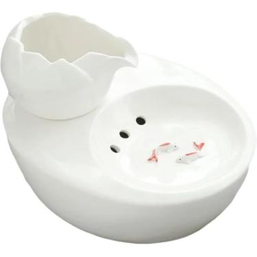 Imagem de Fonte De Água De Cerâmica Para Gatos, Fonte De Beber Automática De Cerâmica Para Animais De Estimação 1l Usb Com Bomba E Filtro Ultra-silenciosos, Capacidade De Água De 3, white