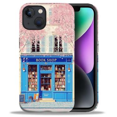 Imagem de DAIZAG Capa para iPhone 13 iPhone 14, charmosa livraria rosa azul design de corpo inteiro híbrido proteção dupla TPU macio PC rígido à prova de choque resistente a arranhões capa de telefone para