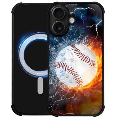 Imagem de DAIZAG Capa para Z10MJ, [Compatível com Magsafe] Capa de telefone macia à prova de choque Air-Guard Corners para meninos e homens, beisebol Ice Fire