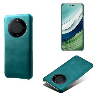 Imagem de Capa para Huawei Mate 60 PRO,Proteção contra quedas,Casca de volta de cor sólida simples,Design de couro de imitação de plástico-Green