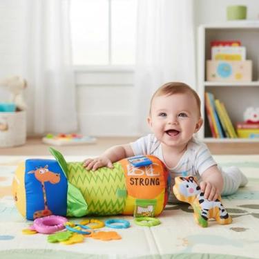 Imagem de Almofada de Atividade Infantil para Encosto de Cabeça, Animais do Zoológico, Multicolorida