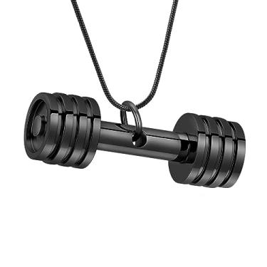 Imagem de Joias de cremação para cinzas de aço inoxidável com pingente de barra de urna para cinzas para homens e mulheres joias de lembrança de halteres, Metal, aço inoxidável