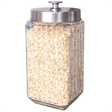 Imagem de Porta Mantimento de Vidro Com Tampa Preta ou Prateada 2,3L Pote Grande Cozinha (Cromada)