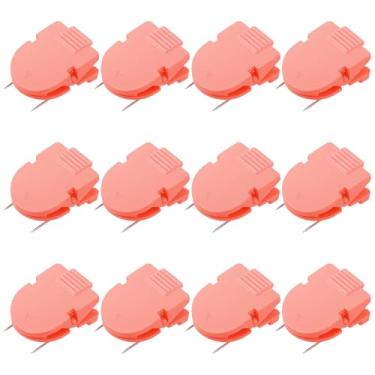 Imagem de Qulkws 12 peças de clipes de cubo para paredes de tecido, ganchos de cubo de aço inoxidável de plástico, pino de pressão, clipes de parede de cubo para pendurar fotos notas de escritório cabos de