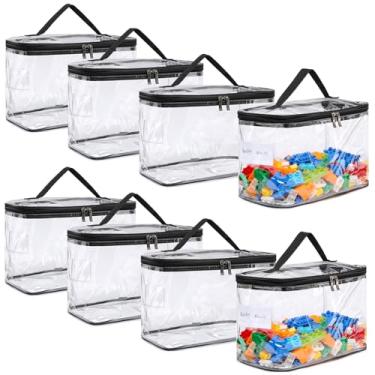 Imagem de 8 Pack Large Clear Storage Bag for Toys with Name Tag, Waterproof Duty PVC Toy Organizer Case for Board Games, Building Blocks, Puzzles, Stationery, Small Item Storage Bins(12.6 × 7.9 × 6.3 in)