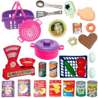 Imagem de Kit Cozinha Infantil 29 Peças Brinquedo Educativo com Panelinha Comidinhas e Utensílios