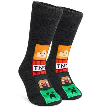Imagem de Minecraft Meias de chinelo para meninos, adolescentes, meias felpudas com almofadas antiderrapantes, roupa de lounge, trepadeira, presentes para crianças, Multi, 3.5-8.5 Big Kid