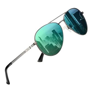 Imagem de DUCO Óculos de sol aviador vintage polarizado para homens e mulheres, lentes espelhadas, armação de metal, 3025 K, Armação metálica Revo Lente verde, common