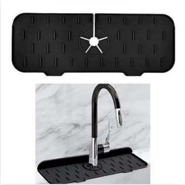 Imagem de Tapete Protetor de Pia de Silicone Multifuncional - Design Moderno e Funcional, Ideal para Cozinhas com 33.5cm x 11cm (Preto)