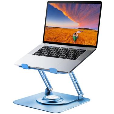 Imagem de JOYEKY Suporte de laptop para mesa, suporte ajustável para computador com base giratória de 360°, elevação ergonômica para trabalho colaborativo, suporte dobrável e portátil, adequado para todos os