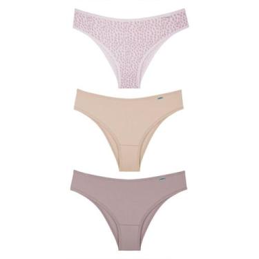 Imagem de Kit Calcinha Del Rio Feminina 3 PeçasBiquíni - DELRIO, Bege, Rosa, GG